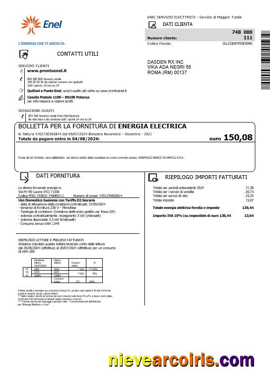 Italy Enel electricity business utility bill